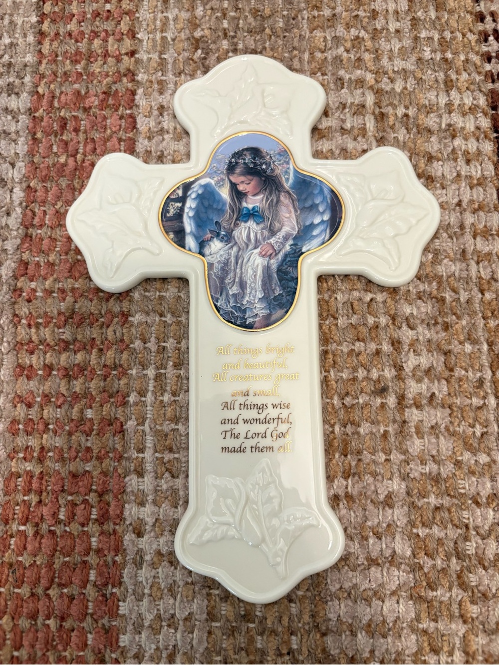 Angel Cross Wall Decor "All Things Bright and Beautiful”